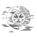 matching sun and moon tattoo design idea