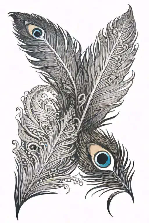 peacock feather transforming tattoo design idea