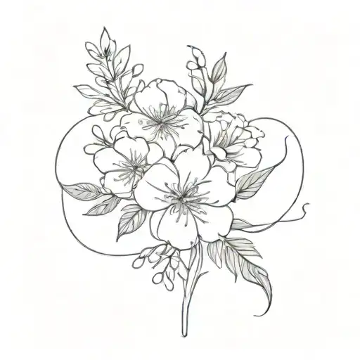 birth flower bouquet, march, july, october birth flower tattoo design idea