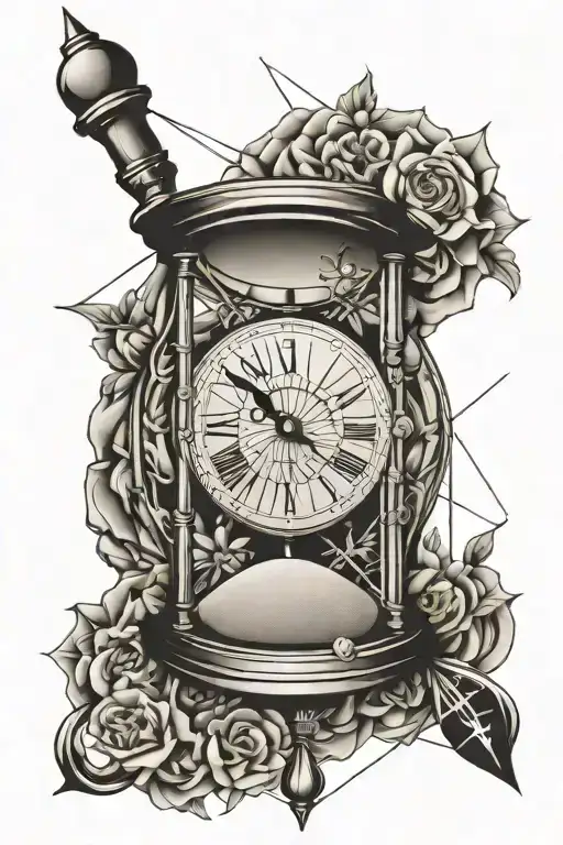 sand clock tattoo design idea