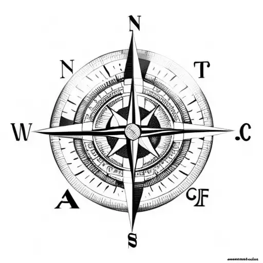 compass and the letters O and N tattoo design idea