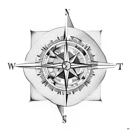 compass and the letters O and N tattoo design idea