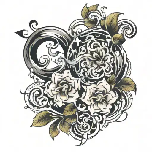 two stave flowing tattoo design idea