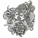 two stave flowing tattoo design idea