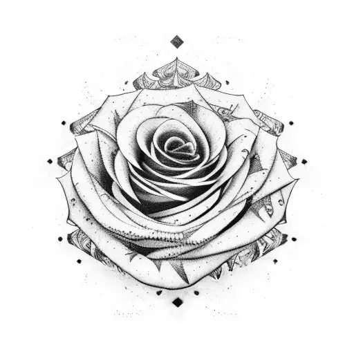 A punk-inspired sword surrounded by black roses tattoo design idea