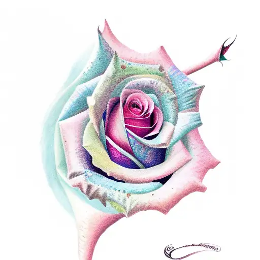 french calligraphy, rose, la vie en rose tattoo design idea