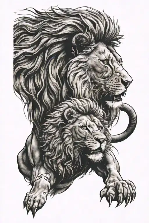 lion and spartan tattoo design idea