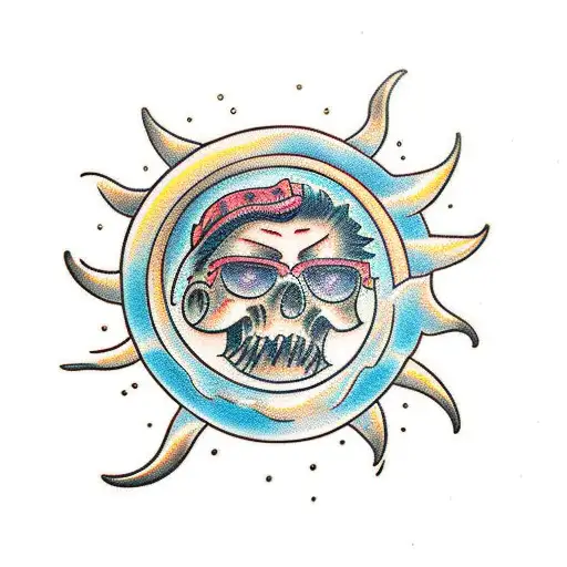 sun and rain tattoo design idea