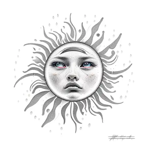 sun and rain tattoo design idea