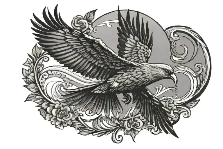 sao miguel bird flying away tattoo design idea