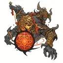 concept tattoo , path of exile - chaos orb , memnto mori , hero - samurai , colosus , world  tattoo design idea