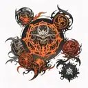 concept tattoo , path of exile - chaos orb , memnto mori , hero - samurai , colosus , world  tattoo design idea