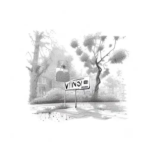 street sign with vines tattoo design idea
