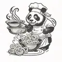 chef panda cooking pasta tattoo design idea