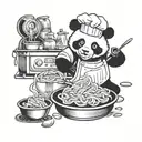 chef panda cooking pasta tattoo design idea