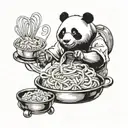 chef panda cooking pasta tattoo design idea