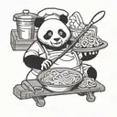chef panda cooking pasta tattoo design idea
