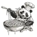 chef panda cooking pasta tattoo design idea