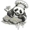 chef panda cooking pasta tattoo design idea