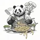 chef panda cooking pasta tattoo design idea