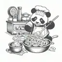 chef panda cooking pasta tattoo design idea