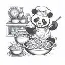 chef panda cooking pasta tattoo design idea