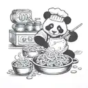 chef panda cooking pasta tattoo design idea