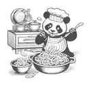 chef panda cooking pasta tattoo design idea