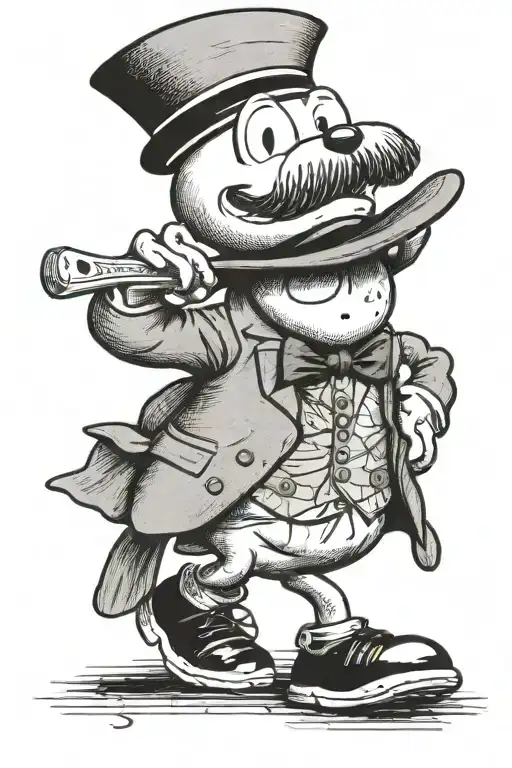 Snoopy dressed as Mr. Monopoly man tattoo design idea