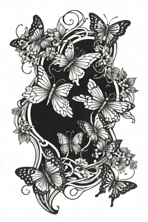 vine wrapping upward from wrist, butterflies fluttering, DNA, angel numbers, bumble bees, tattoo design idea