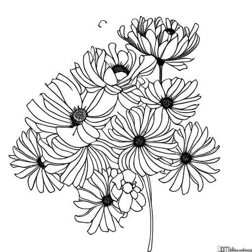 roses, violets, cosmos and chrysanthemums  tattoo design idea