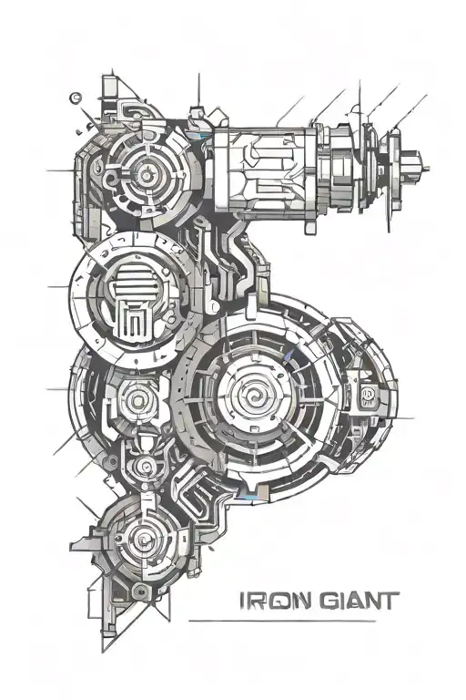 Iron giant screw with space surrounded tattoo design idea