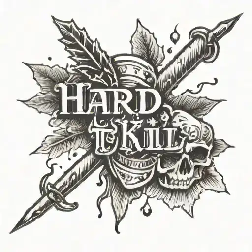 bloody text "hard to kill" tattoo design idea