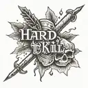 bloody text "hard to kill" tattoo design idea