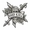bloody text "hard to kill" tattoo design idea