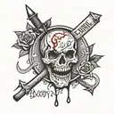 bloody text "hard to kill" tattoo design idea