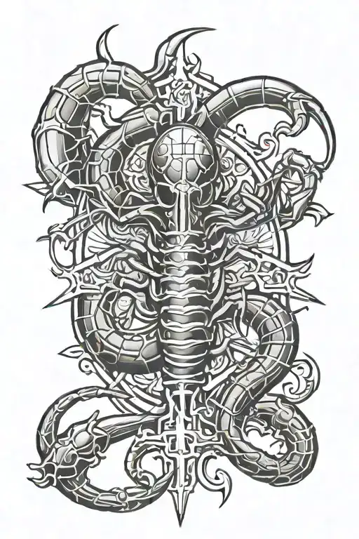 Cross and Scorpion old school tattoo design idea