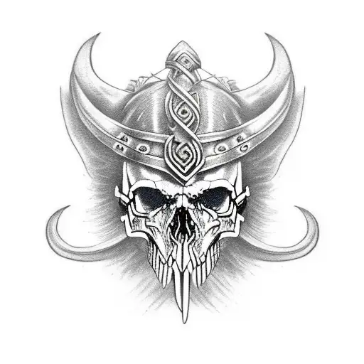 Viking raven dark skulls intimidating tattoo design idea