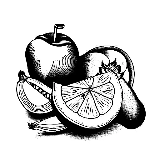 fruits and vegetables tattoo design idea