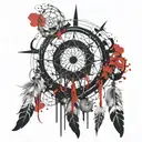 Unalome with dream catcher and moons with a witch theme tattoo design idea