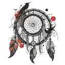 Unalome with dream catcher and moons with a witch theme tattoo design idea