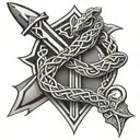 Celtic Knot handle dagger with snake tattoo design idea