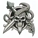 Celtic Knot handle dagger with snake tattoo design idea