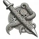 Celtic Knot handle dagger with snake tattoo design idea