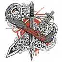 Celtic know blade dagger with snake wrapped tattoo design idea