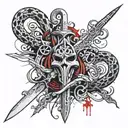 Celtic know blade dagger with snake wrapped tattoo design idea