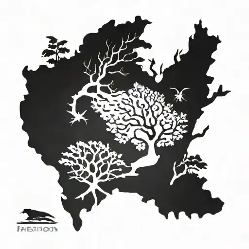 A tattoo of a family tree with roots spreading across a map of the USA and Mexico with eagle tattoo design idea