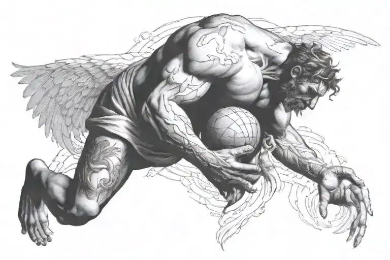 atlas holding the world and a phoenix rising from the ashes tattoo design idea