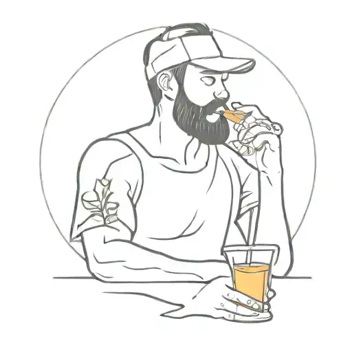 drunk man drinks fresh juice tattoo design idea