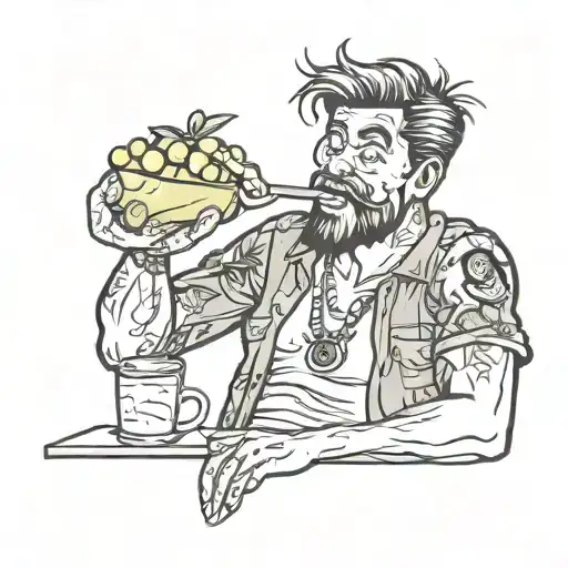 drunk man drinks fresh juice tattoo design idea